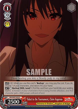Image of Ticket to the Tournament, Claire Kagenou (EIS/SX07-033) - The Eminence in Shadow