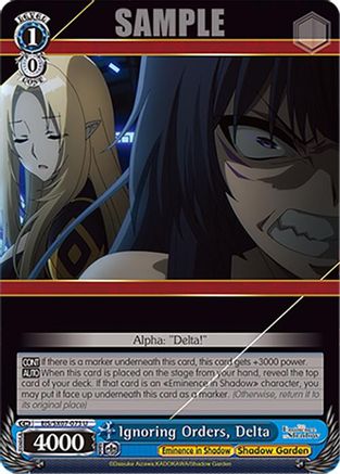 Image of Ignoring Orders, Delta (EIS/SX07-073) - The Eminence in Shadow