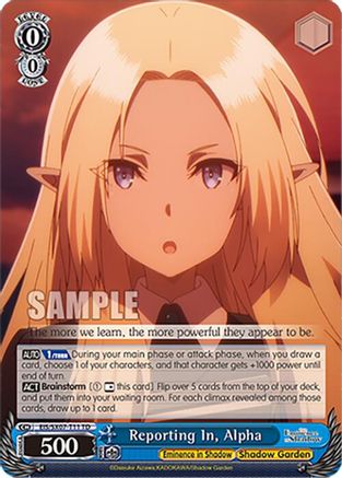 Image of Reporting In, Alpha (EIS/SX07-T11) - The Eminence in Shadow