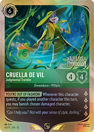 Image of Cruella De Vil - Judgmental Traveler (45) - Disney Lorcana Promo Cards Holofoil