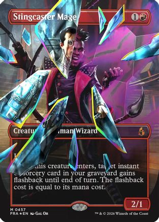 Image of Stingcaster Mage (Borderless) (Facet Foil) (-329) - Reality Fracture Foil