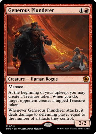 Image of Generous Plunderer (PPOTJ-011) - Promo Pack: Outlaws of Thunder Junction Foil