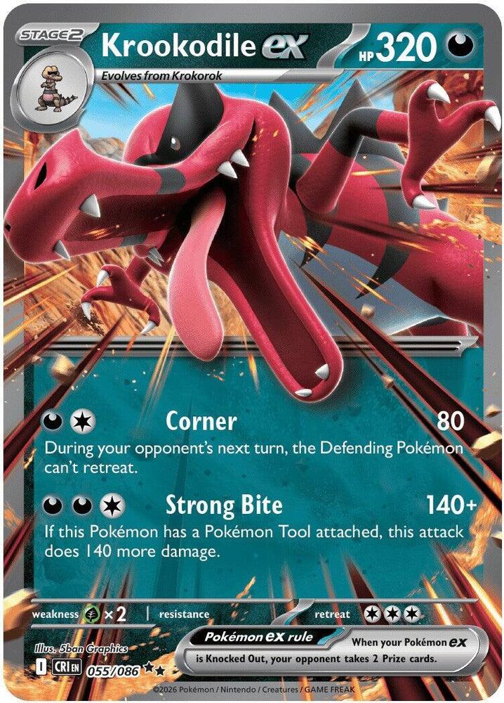 Image of Krookodile ex 055  - Holofoil ME04 Chaos Rising - Double Rare