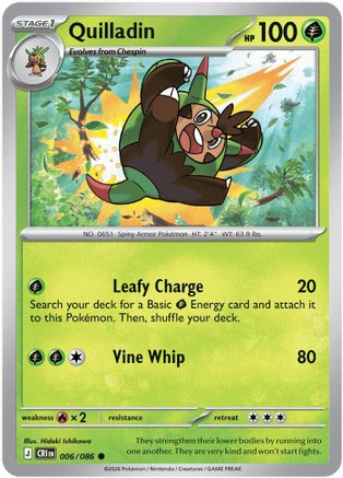 Image of Quilladin 006  - Reverse Holofoil ME04 Chaos Rising - Common