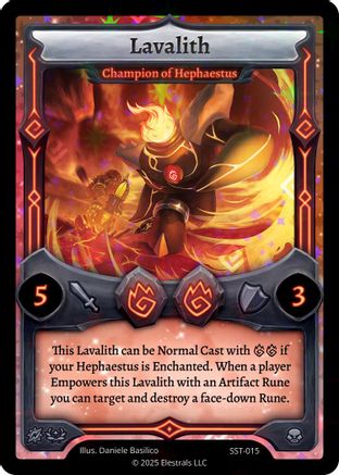 Image of Lavalith - Champion of Hephaestus (SST-015) - Divine Champions Sunstrike Holo