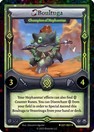 Image of Boultuga - Champion of Hephaestus (SST-R01) (SST-R01) - Divine Champions Sunstrike Reverse Holo