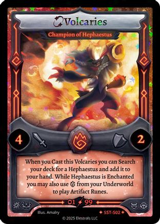 Image of Volcaries - Champion of Hephaestus (SST-S02) (SST-S02) - Divine Champions Sunstrike Holo
