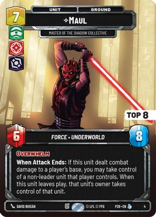 Image of Maul - Master of the Shadow Collective (Top 8) (4) - Organized Play Promos Foil