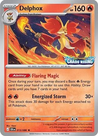Image of Delphox (Chaos Rising Stamped) 013/086  - Holofoil Miscellaneous Cards & Products - Rare