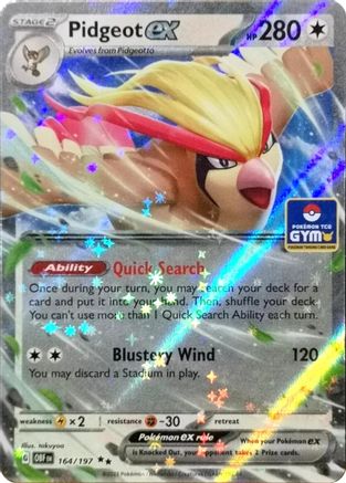 Image of Pidgeot ex 164/197  - Holofoil Miscellaneous Cards & Products - Double Rare