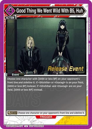 Image of Good Thing We Went Wild With B5, Huh (UE19BT/SMD-1-077) - UE19BT SAKAMOTO DAYS Release Event Cards