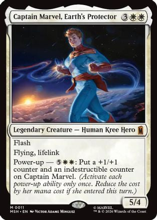 Image of Captain Marvel, Earth's Protector (MSH-011) - Marvel Super Heroes Foil