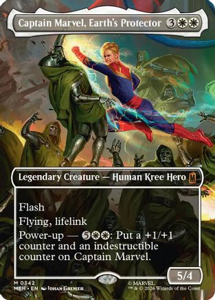 Image of Captain Marvel, Earth's Protector (Borderless) (0342) (MSH-342) - Marvel Super Heroes Foil