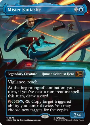 Image of Mister Fantastic (Borderless) (Surge Foil) (MSC-876) - Commander: Marvel Super Heroes Foil