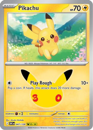 Image of Pikachu 047/128  - Holofoil ME 30th Celebration - None