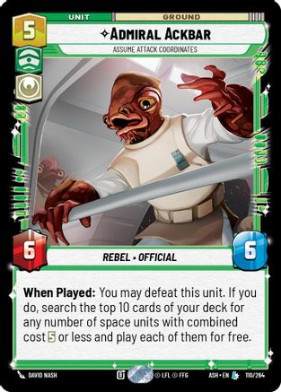 Image of Admiral Ackbar - Assume Attack Coordinates (110/264) - Ashes of the Empire