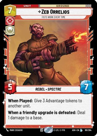 Image of Zeb Orrelios - Fists Work Every Time (161/264) - Ashes of the Empire