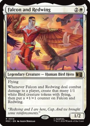 Image of Falcon and Redwing (Surge Foil) (MSC-014) - Commander: Marvel Super Heroes Foil