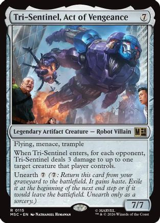 Image of Tri-Sentinel, Act of Vengeance (Surge Foil) (MSC-115) - Commander: Marvel Super Heroes Foil