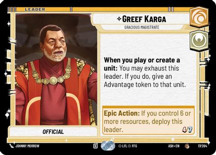 Image of Greef Karga - Gracious Magistrate (17/264) - Ashes of the Empire