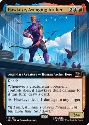 Image of Hawkeye, Avenging Archer (Extended Art) (MSC-405) - Commander: Marvel Super Heroes Foil