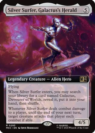 Image of Silver Surfer, Galactus's Herald (Extended Art) (MSC-293) - Commander: Marvel Super Heroes Foil