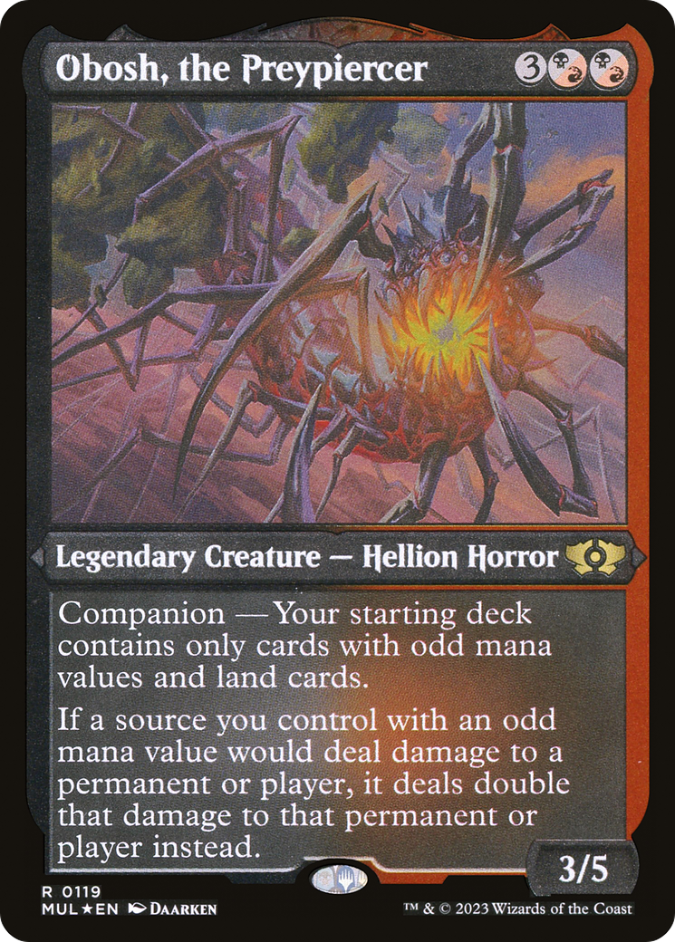 Image of Obosh, the Preypiercer (Foil Etched) (MUL-119) - Multiverse Legends: (companion) Foil