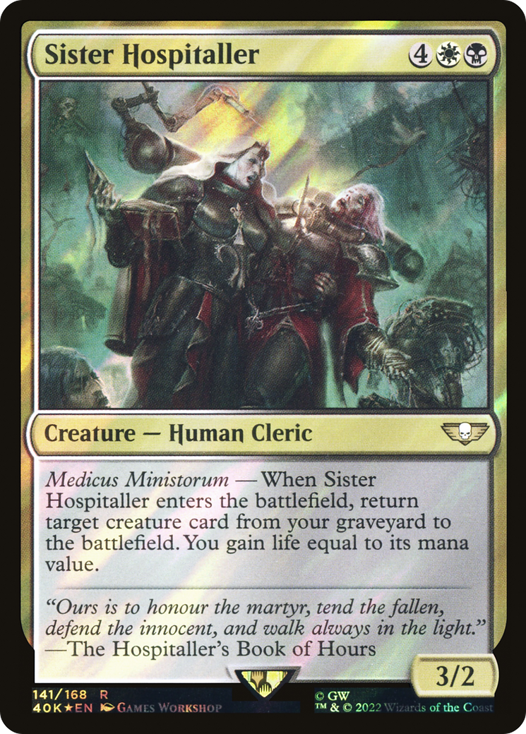 Image of Sister Hospitaller (Surge Foil) (40K-141) - Warhammer 40,000 Commander Foil