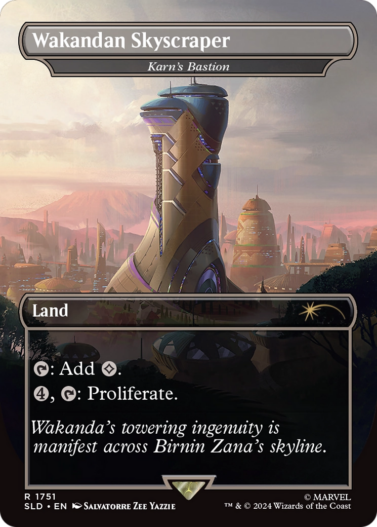 Image of Karn's Bastion (SLD-1751) - Secret Lair Drop / Wakandan Skyscraper (Borderless) Foil