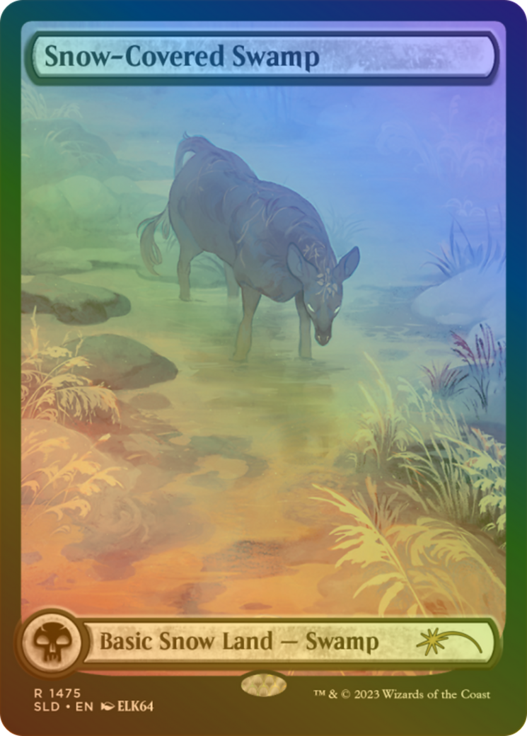 Image of Snow-Covered Swamp (1475) (Rainbow Foil) (SLD-1475★) - Secret Lair Drop: (Full Art) Foil