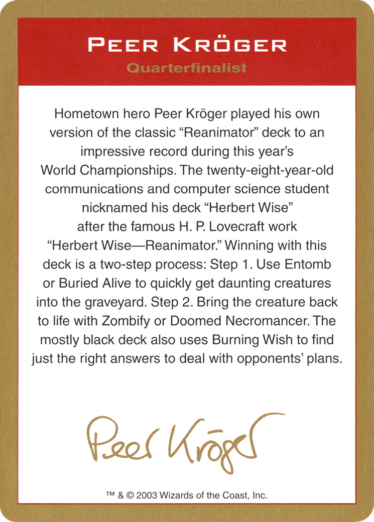 Image of Peer Kröger Bio (WCD-PK0A) - World Championship Decks 2003