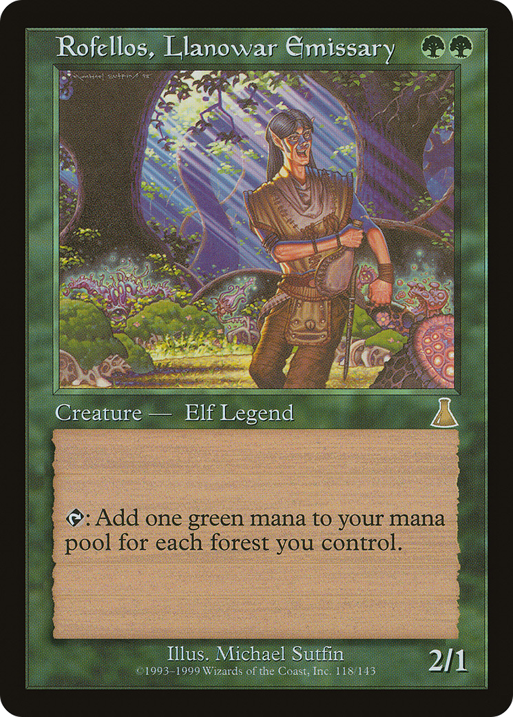 Image of Rofellos, Llanowar Emissary (UDS-118) - Urza's Destiny Foil