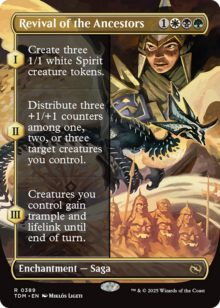 Image of Revival of the Ancestors (Borderless) (TDM-389) - Tarkir: Dragonstorm: (enchantment) (Borderless) Foil