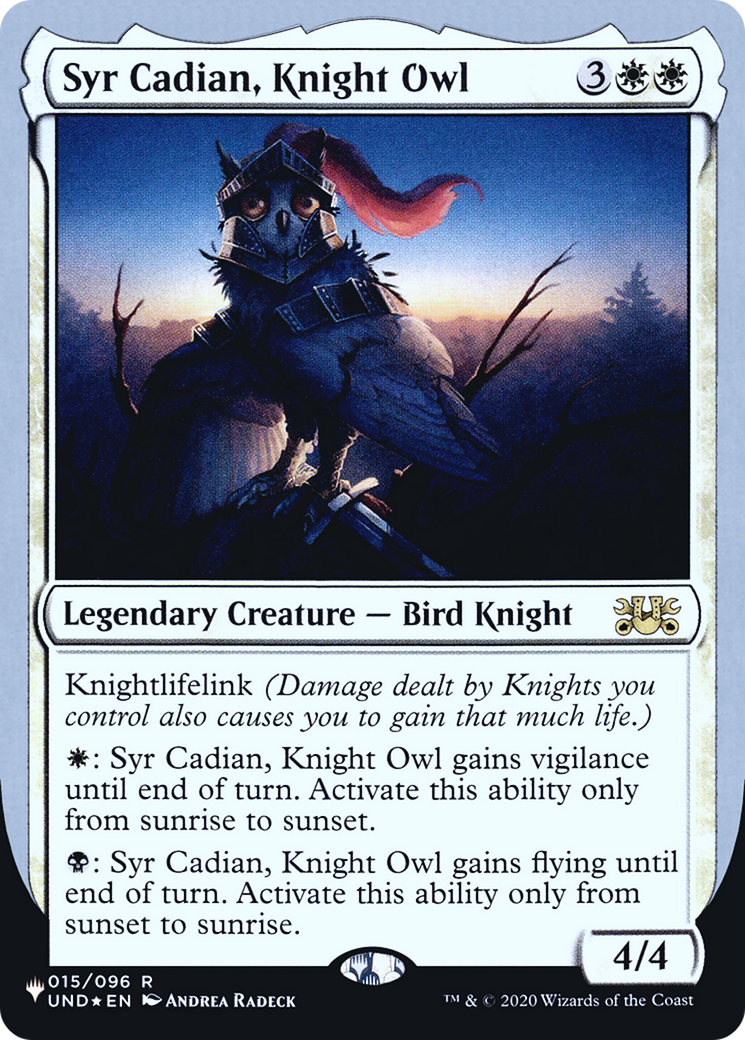 Image of Syr Cadian, Knight Owl (LIST-015/096) - The List (Unfinity Foil Edition) Foil