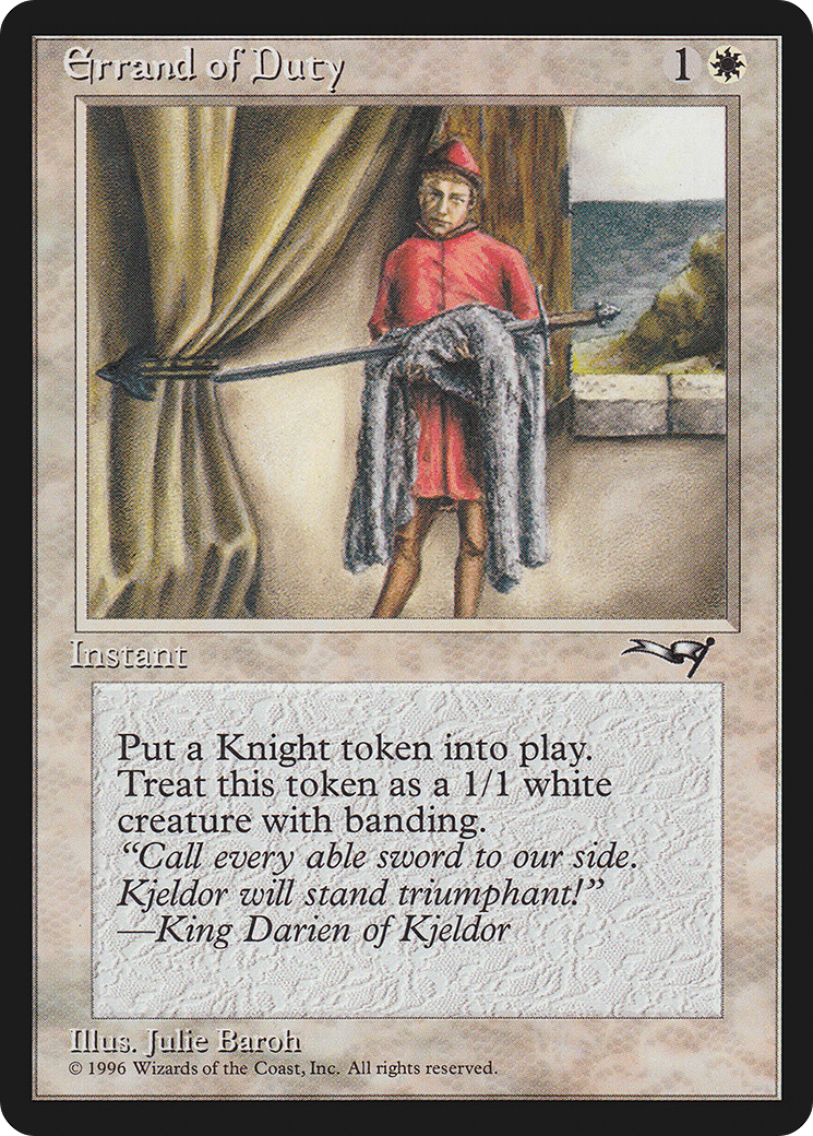 Image of Errand of Duty (Page Holding Sword) (ALL-128) - Alliances
