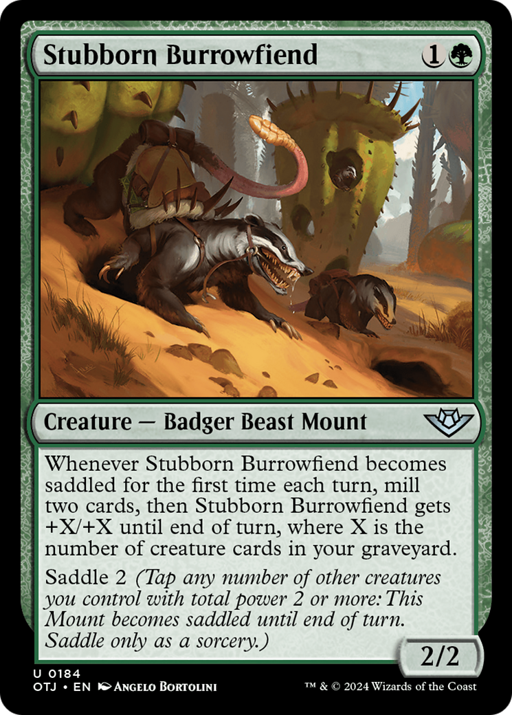 Image of Stubborn Burrowfiend (OTJ-184) - Outlaws of Thunder Junction Foil