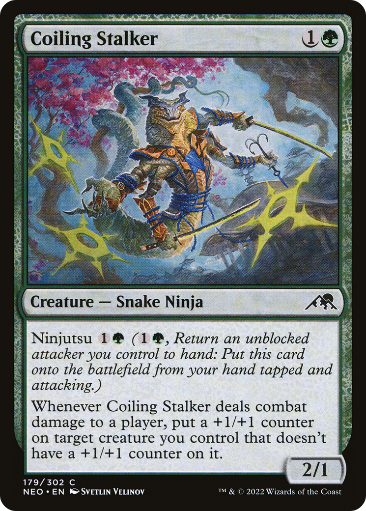 Image of Coiling Stalker (NEO-179) - Kamigawa: Neon Dynasty Foil