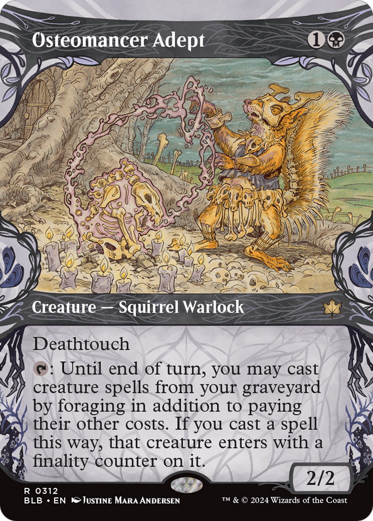 Image of Osteomancer Adept (Showcase) (BLB-312) - Bloomburrow: (Showcase) (Borderless) Foil