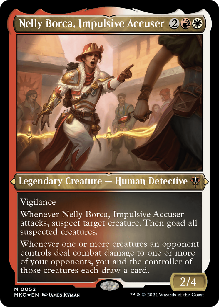 Image of Nelly Borca, Impulsive Accuser (Display Commander) - Thick Stock (MKC-052) - Murders at Karlov Manor Commander Foil