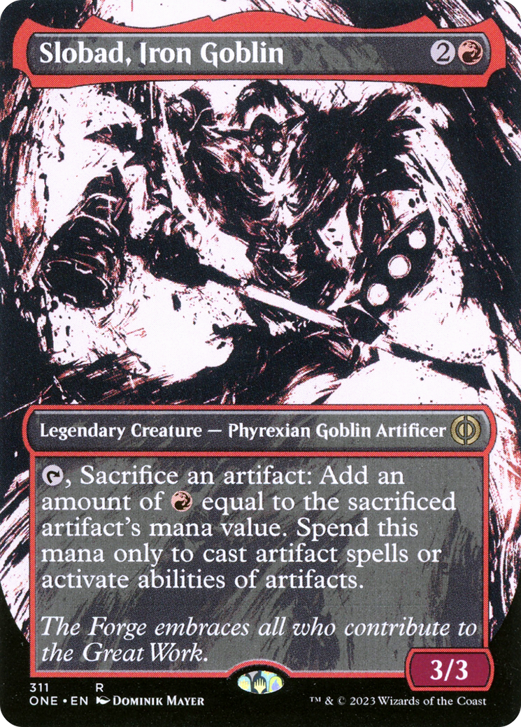 Image of Slobad, Iron Goblin (Showcase) (ONE-311) - Phyrexia: All Will Be One: (Showcase) (Borderless)