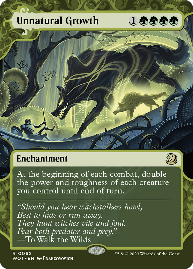 Image of Unnatural Growth (WOT-062) - Wilds of Eldraine: Enchanting Tales: (Showcase) (Borderless) Foil