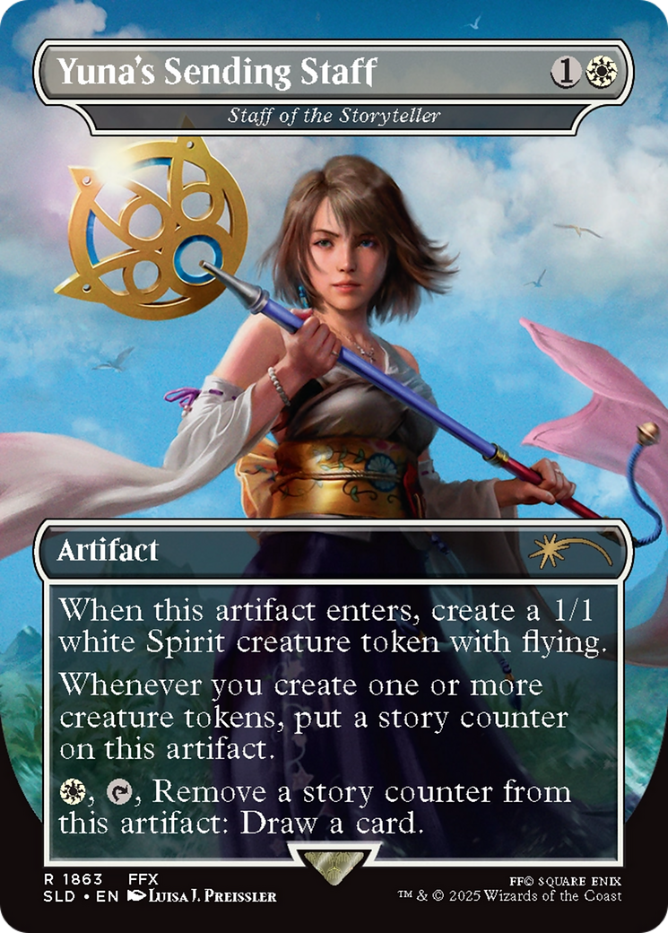 Image of Staff of the Storyteller (SLD-1863) - Secret Lair Drop / Yuna's Sending Staff (Borderless) Foil