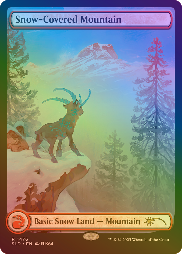 Image of Snow-Covered Mountain (1476) (Rainbow Foil) (SLD-1476★) - Secret Lair Drop: (Full Art) Foil