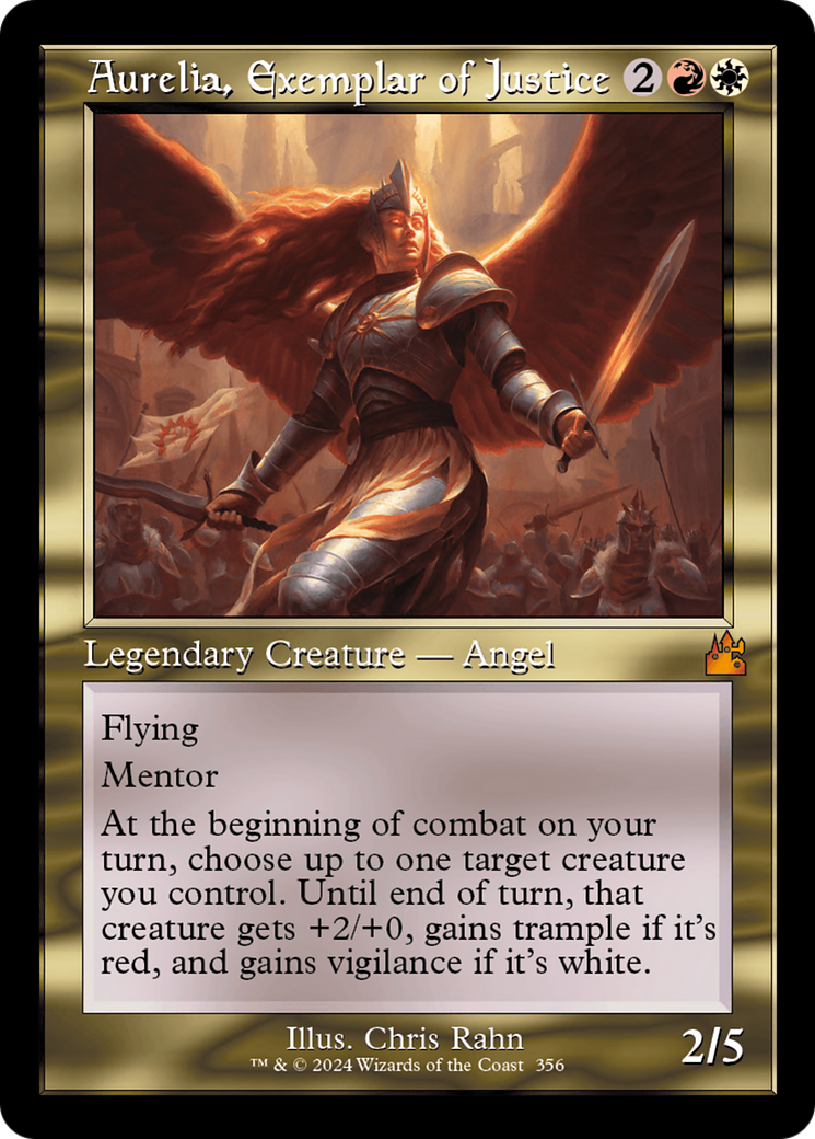 Image of Aurelia, Exemplar of Justice (Retro Frame) (RVR-356) - Ravnica Remastered Foil