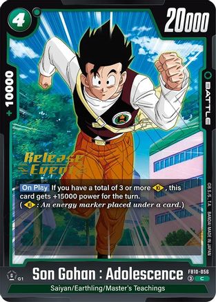 Image of Son Gohan : Adolescence (FB10-056) - Cross Force Release Event Cards