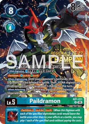 Image of Paildramon - AD1-011 (Regionals 26-27 Season 2 Champion) (AD1-011) - Advanced Booster Digimon Generation Foil
