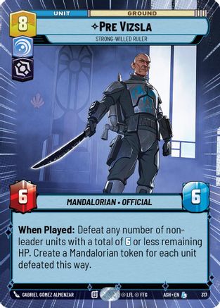 Image of Pre Vizsla - Strong-Willed Ruler (Hyperspace) (317) - Ashes of the Empire