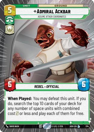 Image of Admiral Ackbar - Assume Attack Coordinates (Hyperspace) (374) - Ashes of the Empire