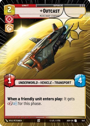 Image of Outcast - Mercenary Starship (Hyperspace Foil) (543) - Ashes of the Empire Foil