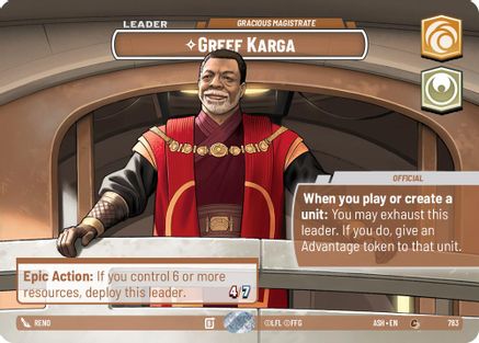 Image of Greef Karga - Gracious Magistrate (Showcase) (783) - Ashes of the Empire Foil